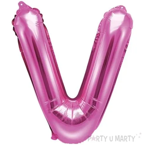 balon foliowy litera v 14 partydeco rozowy ciemny