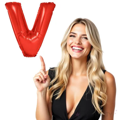 balon foliowy litera v czerwony funny fashion 40 ltr