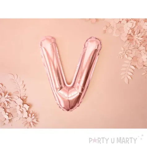 balon foliowy litera v rozowe zloto partydeco 14 ltr