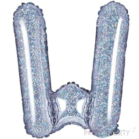 balon foliowy litera w 14 partydeco srebrny holograficzny