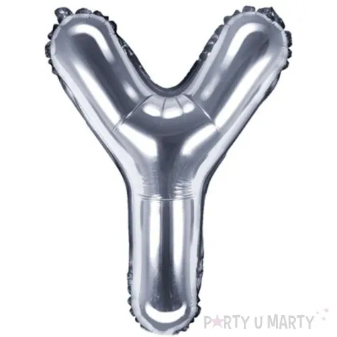 balon foliowy litera y 14 partydeco srebrny