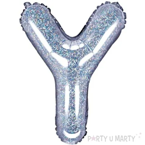 balon foliowy litera y 14 partydeco srebrny holograficzny