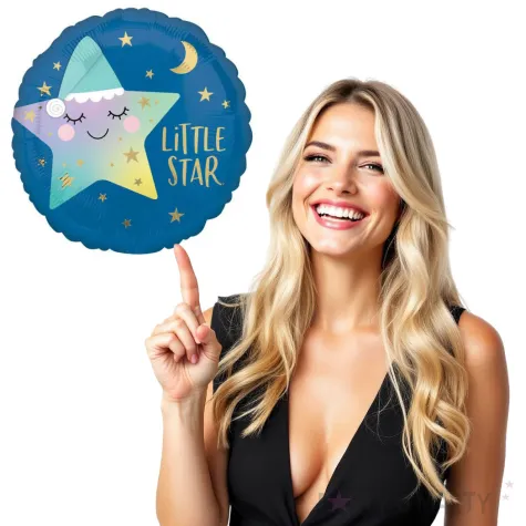 balon foliowy little star niebieski amscan 18 rnd