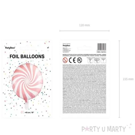 balon foliowy lizak rozowy jasny partydeco 18 rnd