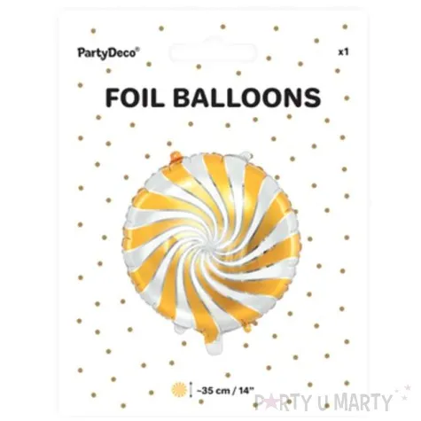 balon foliowy lizak zloto bialy partydeco 14 rnd
