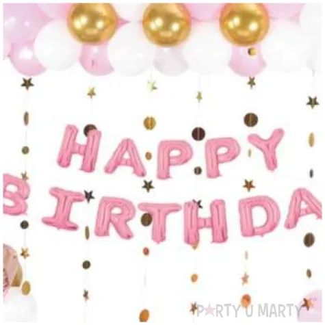 balon foliowy love happy birthday rosegold partypal zestaw 120 szt