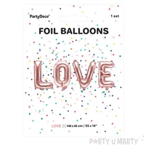 balon foliowy love rozowe zloto partydeco 14 ltr