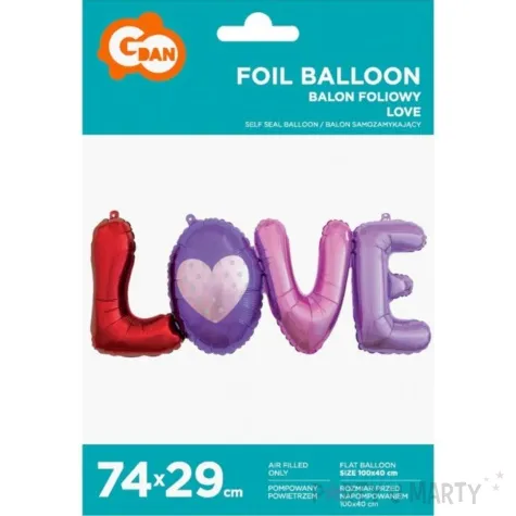 balon foliowy love rozowo fioletowy godan 29 shp