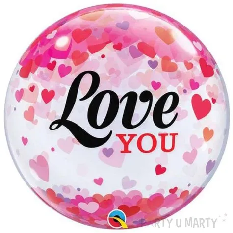 balon foliowy love you confetti hearts qualatex bubbles 22 orb