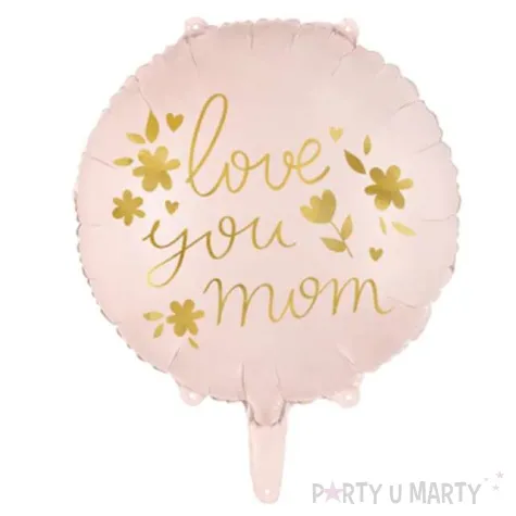 balon foliowy love you mom rozowy zloty partydeco 18 rnd