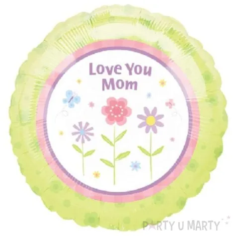balon foliowy love you mom zielony qualatex 18 rnd