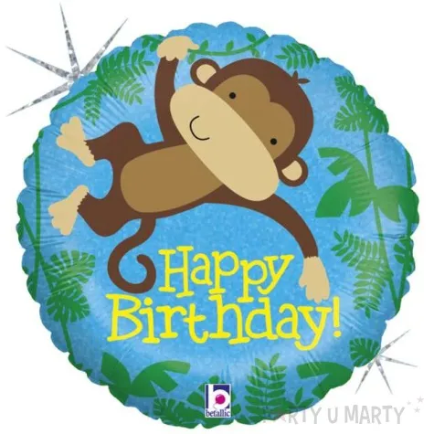 balon foliowy malpka happy birthday betallic 18 rnd