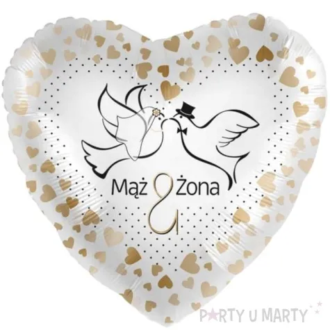 balon foliowy maz i zona serce bialo zloty amscan 17 hrt
