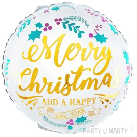 balon foliowy merry christmas and a happy new year ostrokrzew partypal 18 rnd