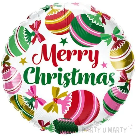 balon foliowy merry christmas bombki qualatex 18 rnd