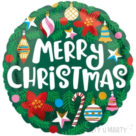 balon foliowy merry christmas choinka amscan 17 rnd