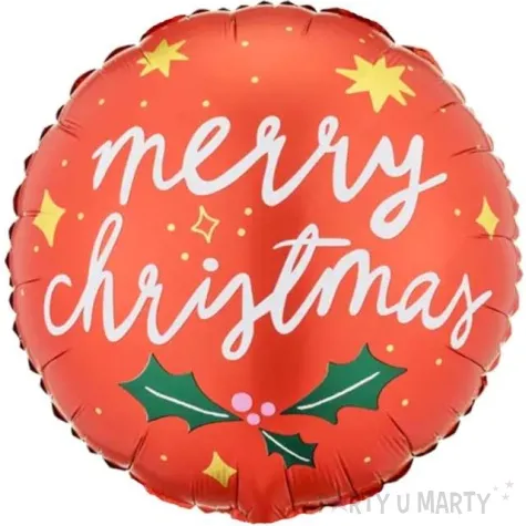 balon foliowy merry christmas czerwony 18 rnd
