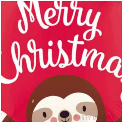 balon foliowy merry christmas leniwiec czerwony amscan 18 rnd