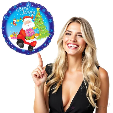 balon foliowy merry christmas mikolaj z prezentami flexmetal 18 rnd
