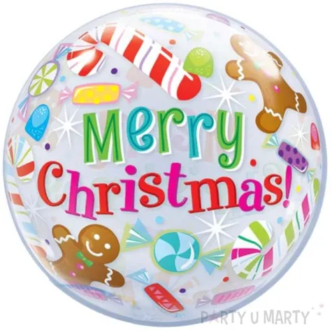 balon foliowy merry christmas qualatex bubbles 22 rnd