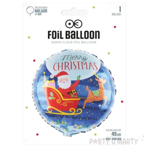 balon foliowy merry christmas swiety mikolaj w saniach partypal 18 rnd