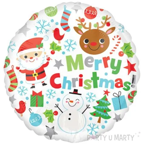 balon foliowy merry christmas symbole swiat amscan 17 rnd