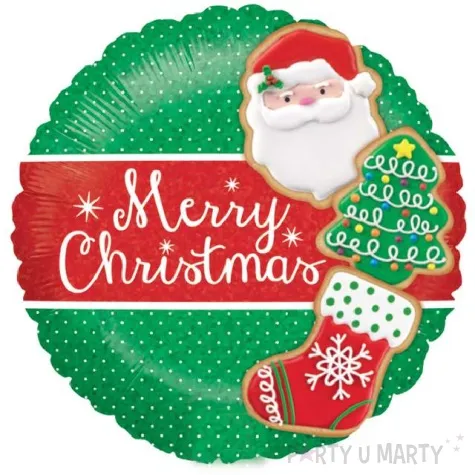 balon foliowy merry christmas zielono czerwony betallic 18 rnd