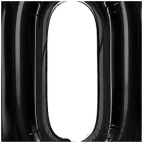 balon foliowy metalizowana cyfra 0 czarny partydeco 33 dgt