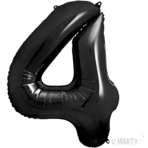 balon foliowy metalizowana cyfra 4 czarny partydeco 33 dgt