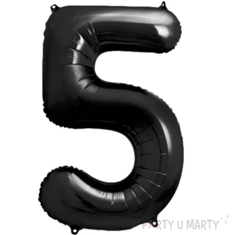 balon foliowy metalizowana cyfra 5 czarny partydeco 33 dgt