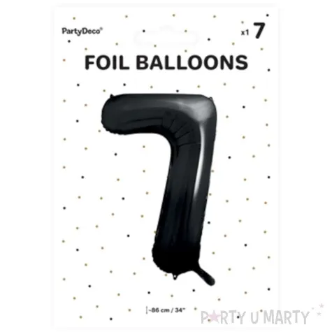 balon foliowy metalizowana cyfra 7 czarny partydeco 33 dgt