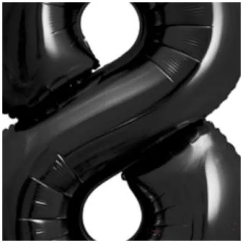 balon foliowy metalizowana cyfra 8 czarny partydeco 33 dgt