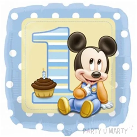 balon foliowy mickey baby 1 blekitny amscan 18 sqr