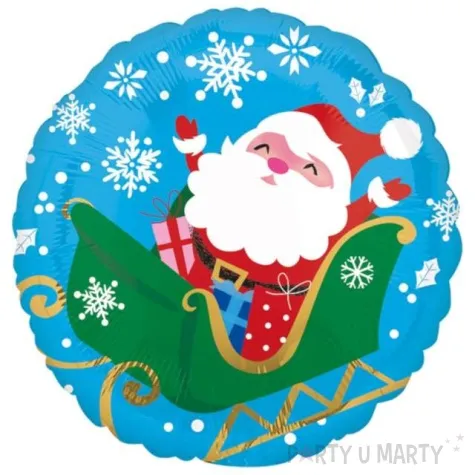 balon foliowy mikolaj w saniach amscan 18 rnd