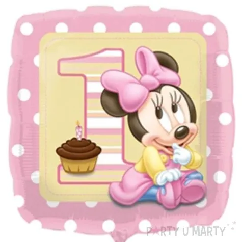 balon foliowy minnie baby 1 rozowy amscan 18 sqr