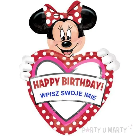 balon foliowy minnie happy birthday wlasny napis amscan 33 hrt