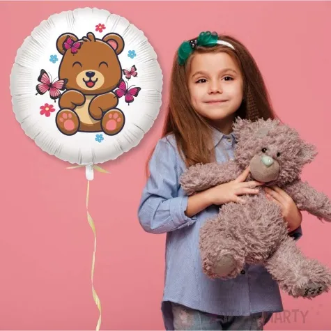 balon foliowy mis i motylki bialy 18 rnd