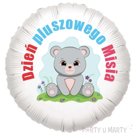 balon foliowy mis i pastelki dzien pluszowego misia bialy 18 rnd