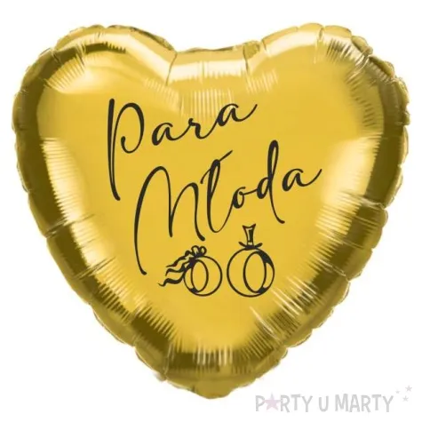 balon foliowy mloda para i obraczki zloto czarny 18 hrt