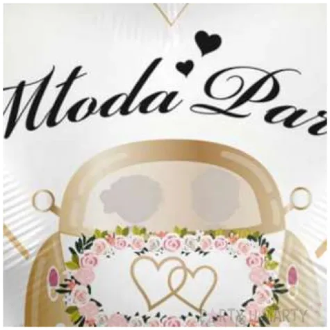 balon foliowy mloda para serce bialo zloty premioloon 17 hrt