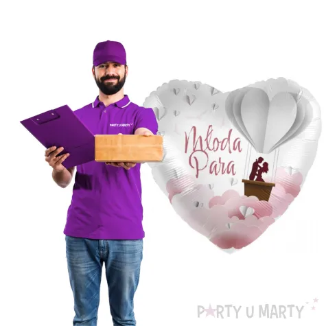 balon foliowy mloda para serce bialo zloty premioloon 17 hrt