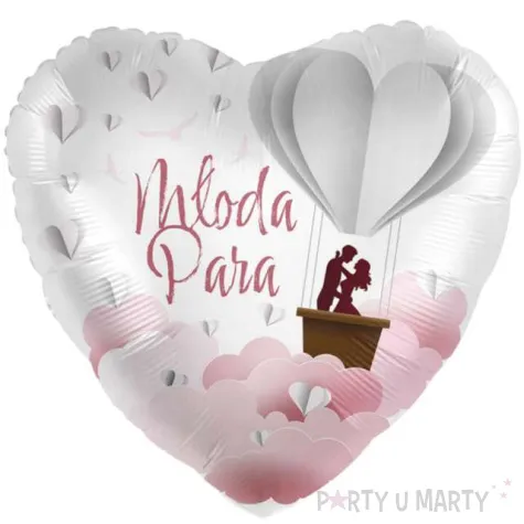 balon foliowy mloda para serce bialo zloty premioloon 17 hrt