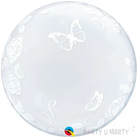 balon foliowy motyle i roze transparentny qualatex 24 orb