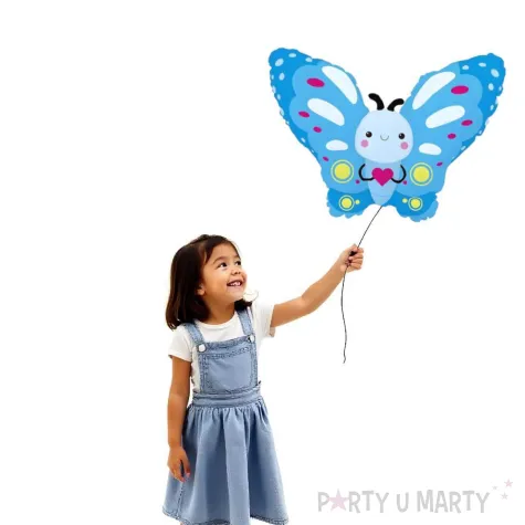 balon foliowy motylek niebieski dekoracja na dzien wiosny urodziny 24 shp