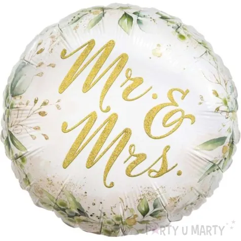 balon foliowy mr and mrs gold bialy godan 18 rnd