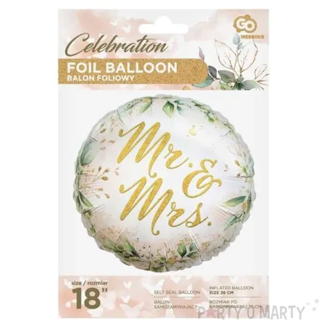 balon foliowy mr and mrs gold bialy godan 18 rnd