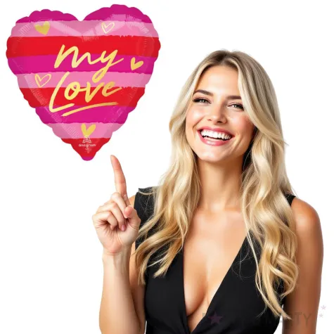 balon foliowy my love serce w pasy amscan 18 hrt