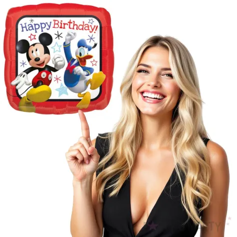 balon foliowy myszka mickey happy birthday amscan 17 sqr
