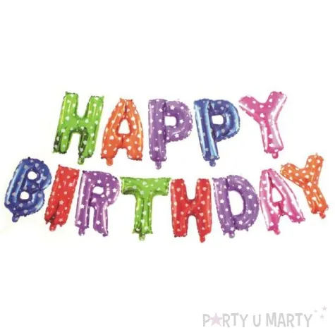 balon foliowy napis happy birthday 14 oem kolorowy
