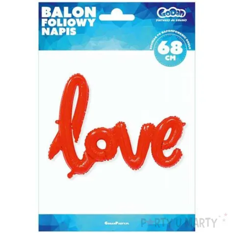 balon foliowy napis love czerwony godan 27 shp
